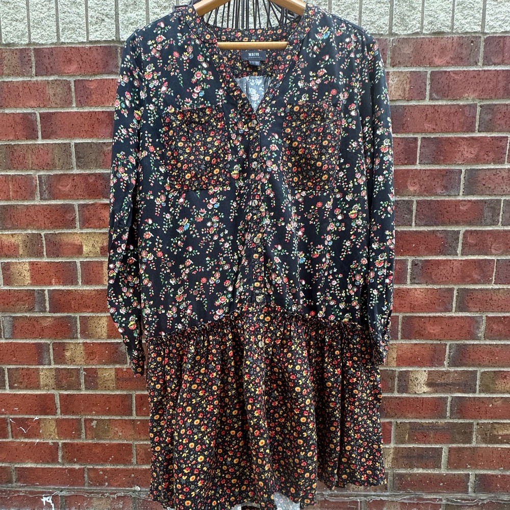 Anthropologie Maeve Floral Sleeves Dress Babydoll BOHO MIDI Prairie Cottacore